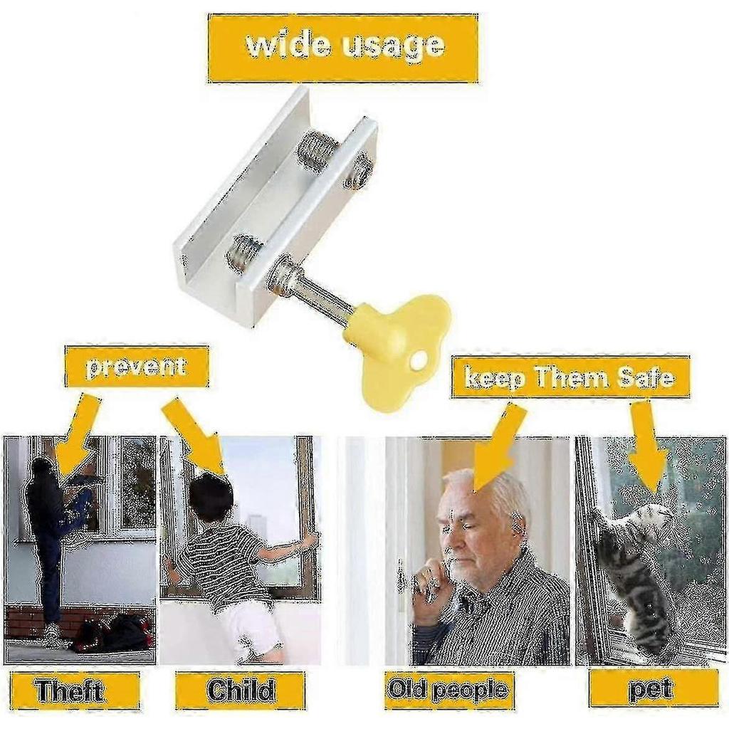Window Locks, 4 Pack Aluminum Sliding Window Locks, Adjustable Frame Security