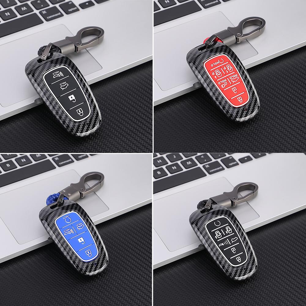 Abs Carbon Fiber Car Key Cover Case For Hyundai Tucson Hybrid Nexo Nx4 Grand Santa Fe Solaris Sonata    Accessories