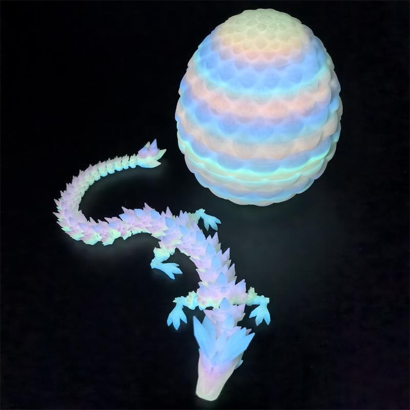 3D Printed Crystal Dragon Figurine with Movable Joints - Perfect Children's Birthday Gift