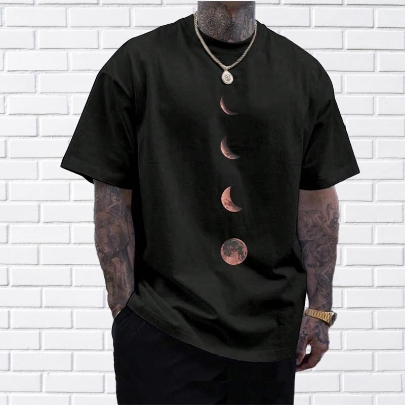 Nové letní pánské módní tričko s potiskem Země a Měsíce