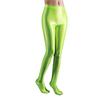 Stage Performance Leggings Glossy Shiny High Waist Fitness with Socks Stage Show Skinny Smooth Surface Yoga Trousers Women Clothing