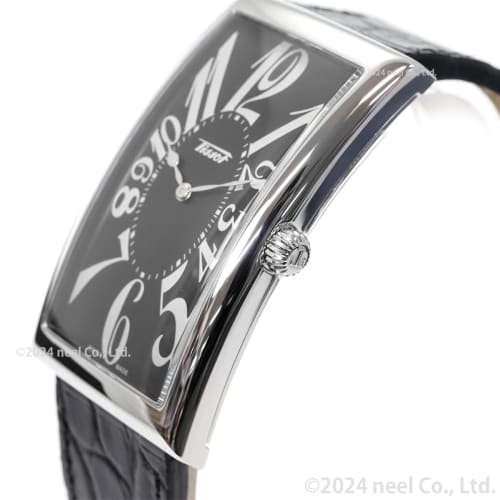 Tissot Heritage Banana Unisex Watch with Black Dial and Leather Strap, T1175091605200, Officially Imported.