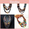 Boho Wooden Geometric Necklace For Women Handmade Multilayer Ethnic Jewelry