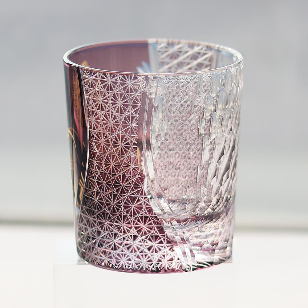 Edo Kiriko Gekleurd Kristalglas Tumbler Geslepen Gouden Paard Ontwerp Voor Whiskey En IJzige Dranken about 240ml-250ml