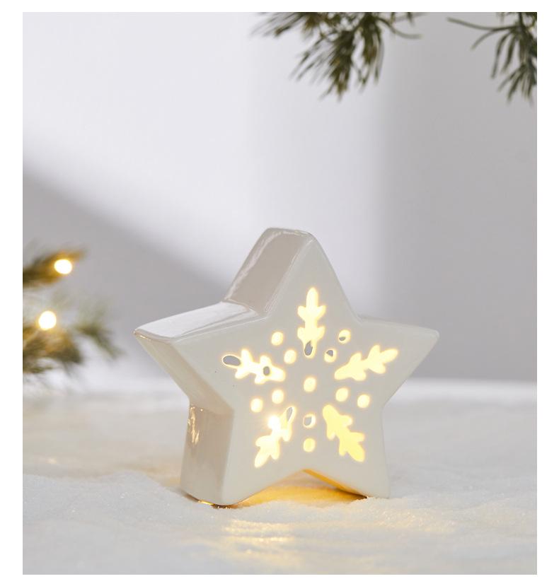 Christmas Ceramic Glowing Tree House Ornament - Desktop Scene Decoration Prop & Gift
