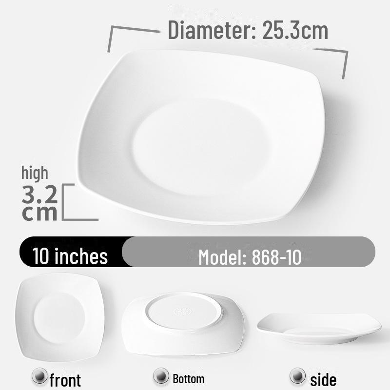 Shatter-Resistant Melamine Square Plate - Durable Imitation Porcelain for Restaurants and Hotels.