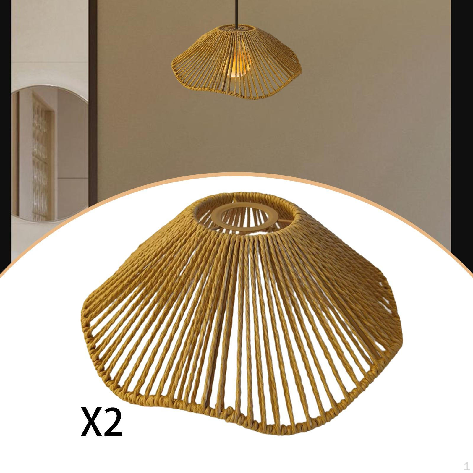 

2 Pieces Handwoven Lampshades Paper Rope Lamp Shades for Hotel