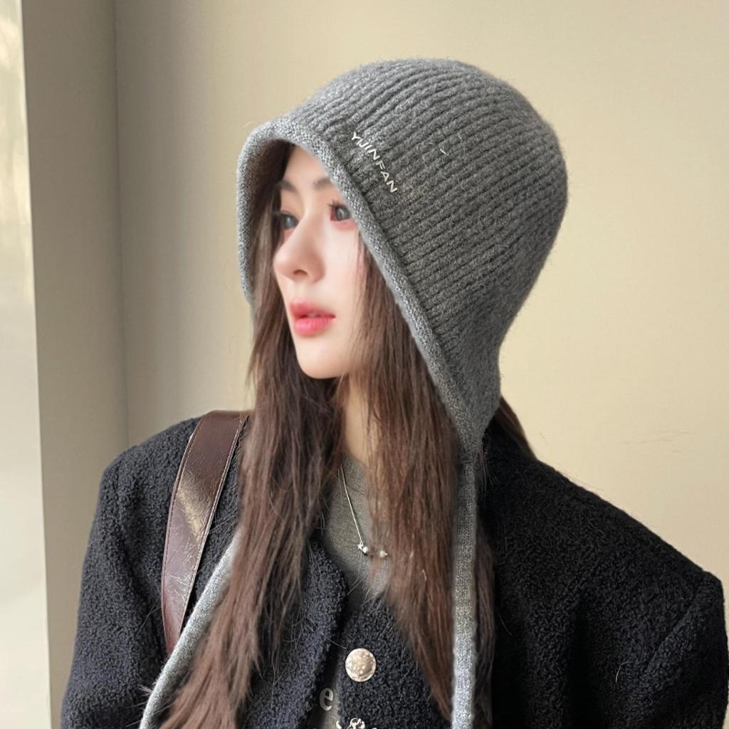 Women's Fashion Knit Wool Hat - Versatile, Solid Color, Warm Ear Protection for Large Head Circumference