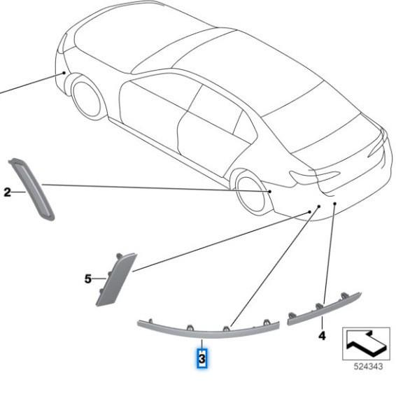 BMW 7 Series G70 Rear Bumper Bright Strip (63149464195/64196)