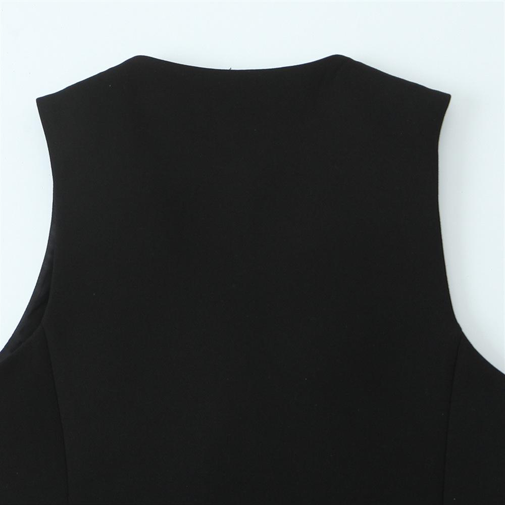 2025 Spring Women's Slim V-Neck Vest & High-Waisted Straight-Leg Pants Set