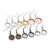 Round Metal Plated Dangle Earring Hooks with Empty Setting for DIY Jewelry