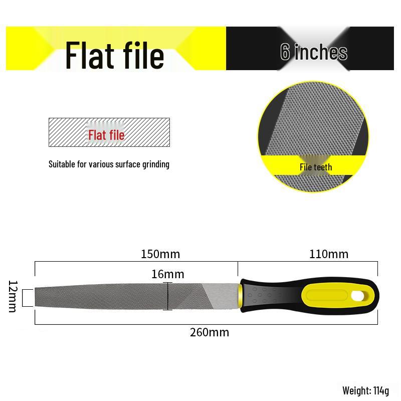 Multifunctional Steel File Set: Triangular, Half-Round, Round, Flat, Board, and Rasp Files