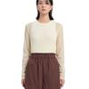 Kong Trendy Brand Ini*** Mesh Elastic Slim-Fit Women's Spring and Autumn Long-Sleeve Base T-Shirt, Round Neck, Lightweight, Breathable, Solid Color