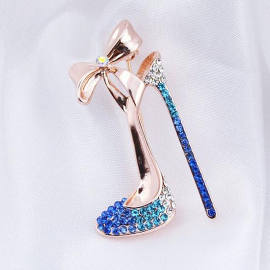 Spilla da donna con tacco alto intarsiato con strass, gioiello da bavero