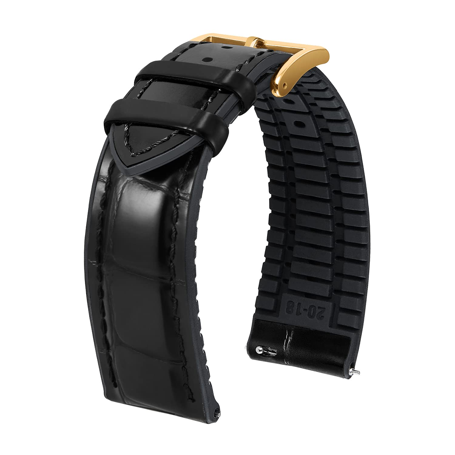 

[BINLUN] Leather Watch Band, Quick Release Leather Watch Band, Alligator Pattern Watch Band, Inner 22 mm