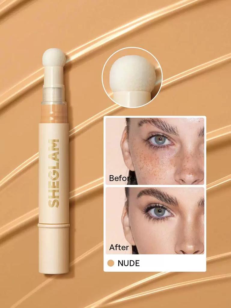Sheglam Sponge-Head Concealer Stick Multi-Functional for Covering Acne Marks, Dark Circles, Tear Troughs, and Brightening with Squalane Essence