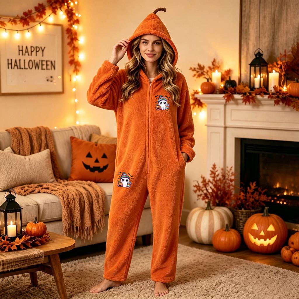 Set Pigiama in Flanella da Donna con Stampa di Halloween per un Comfort Accogliente