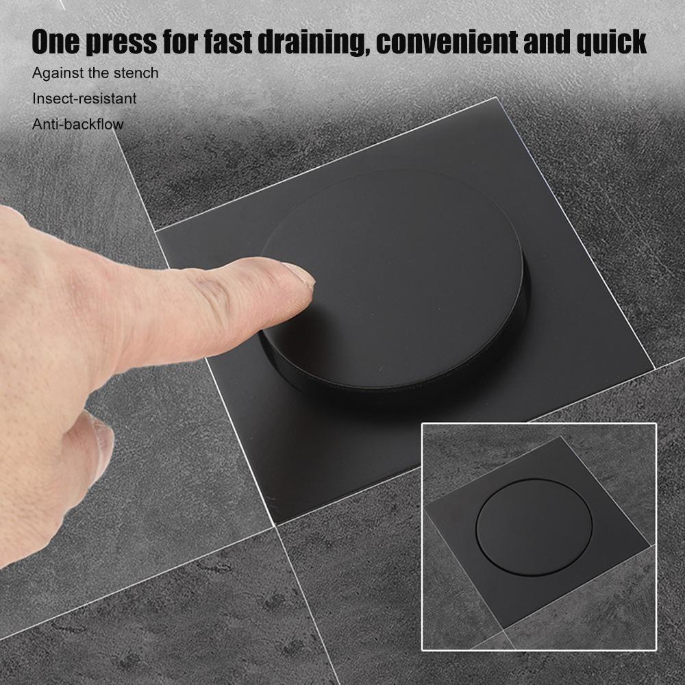 Brass Floor Drain Strainer Push Down Mechanism Floor Drain Easy Install Drain Strainer Kitchen