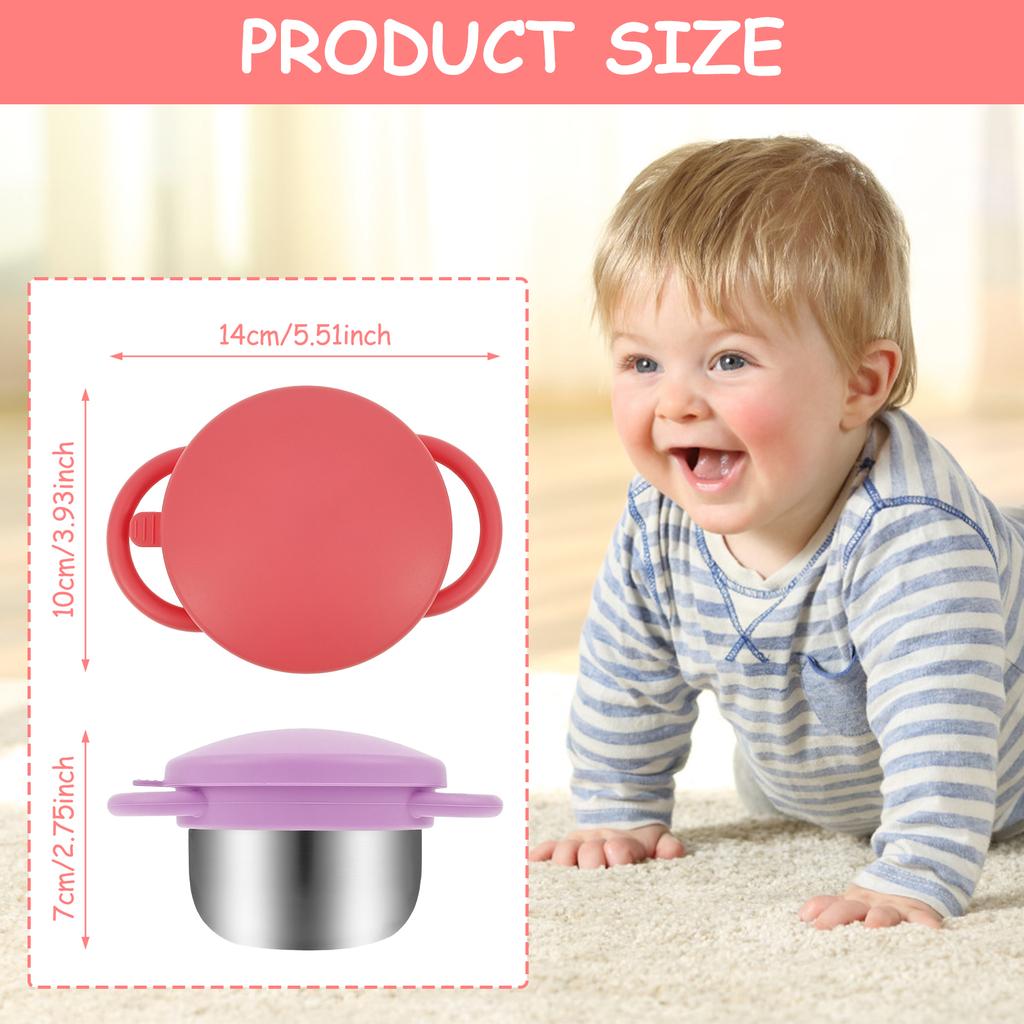 2 Pcs Portable Toddler Snack Cup Spill Proof Baby Snack Container with Removable Lid and Handle for Home Outdoor and Traveling