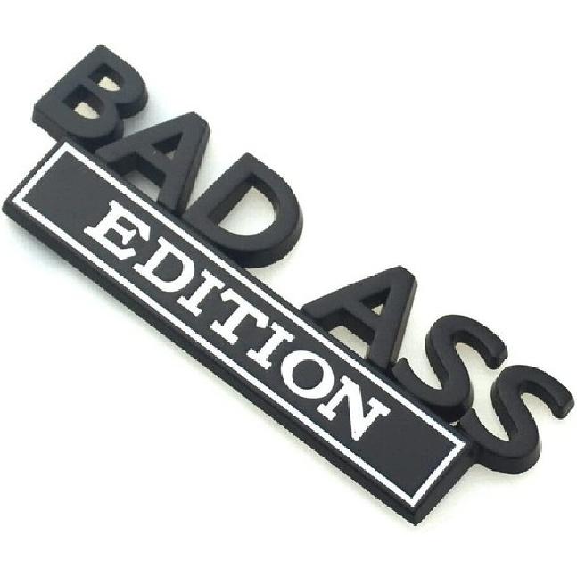 2pcs Bad Ass Edition Metal Emblem Car Badges Badass 3D Sticker Decal Black White