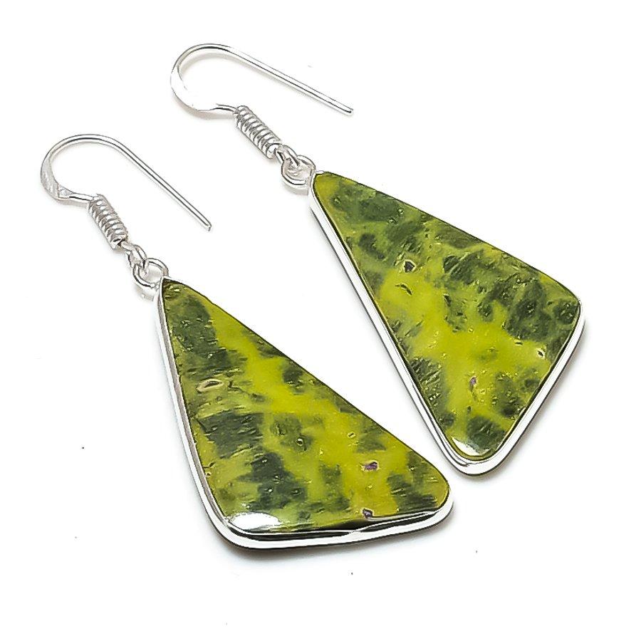 Natural Stichtite Stone Gemstone 925 Sterling Silver Jewelry Earring 2.17" AEE-10978
