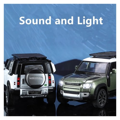 1/24 Scale Diecast Range Rover Defender SUV Alloy Car Model, Diecast Metal Toy Off-Road Vehicle with Sound and Light, Miniature Car Toy (Blue)