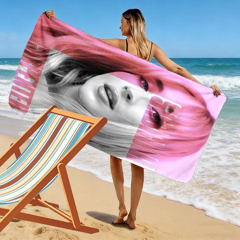 Sabrina Carpenter Vibe Print Beach Towel, Large Soft Quick Dry Towel for Beach Camping Swimming