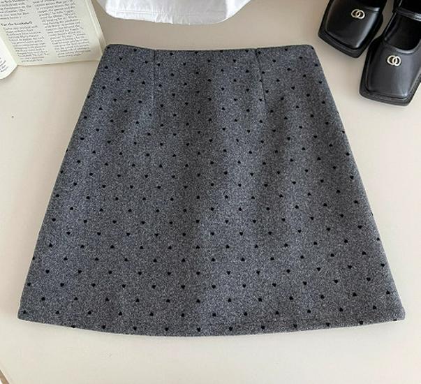 

Korean Trendy Cashmere-Blend Polka Dot Pencil Skirt – Women s Hip-Hugging, Autumn/Winter XS темно-серого