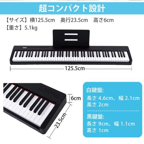 Carina Electronic Piano, 88 Keys, Lightweight and Slim, Rechargeable, with Pedal, Earphones, MIDI, for Beginners (Black)