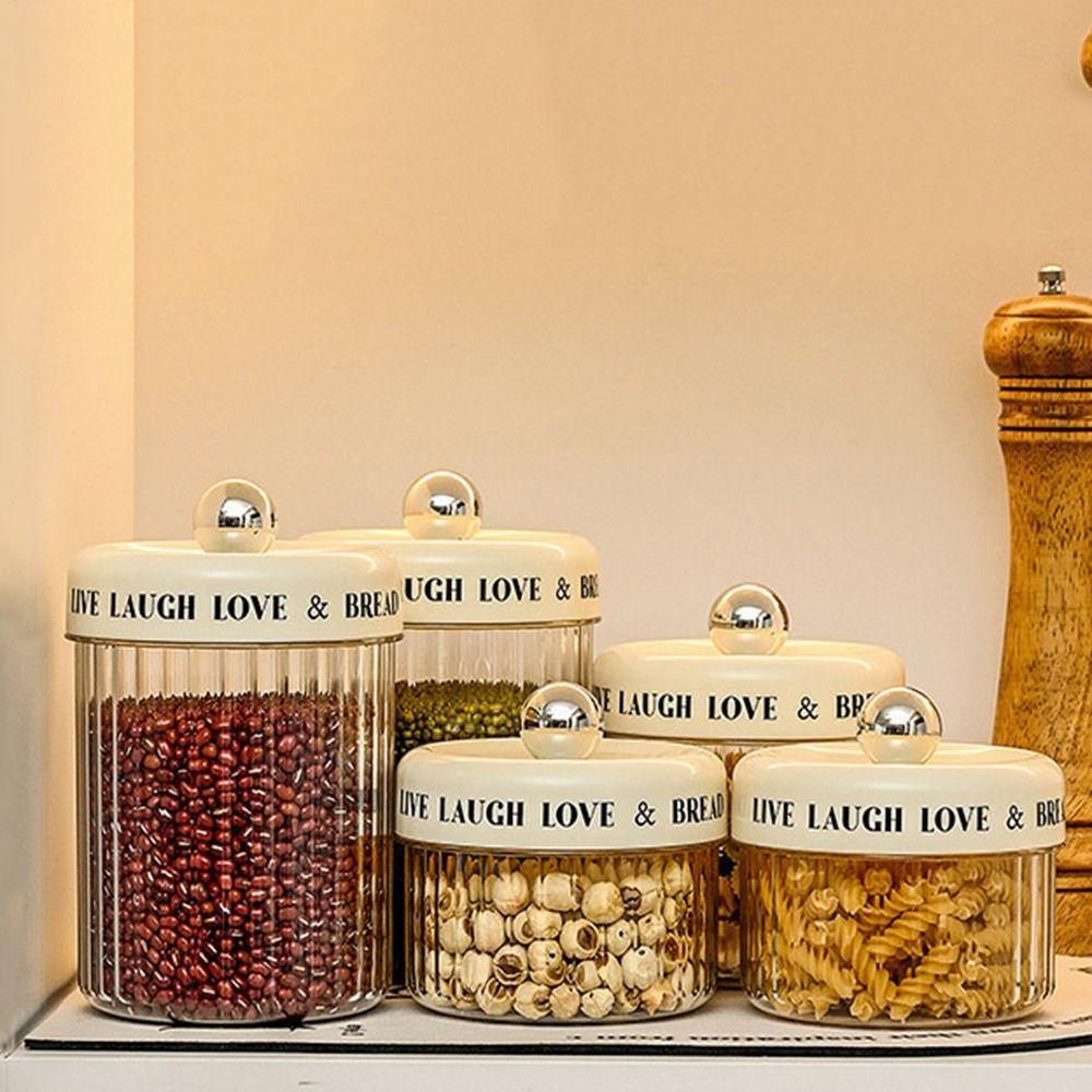 Sealed Plastic Grain Storage Organizer Round Tea Storage Jars Dry Goods Storage Boxes Beans