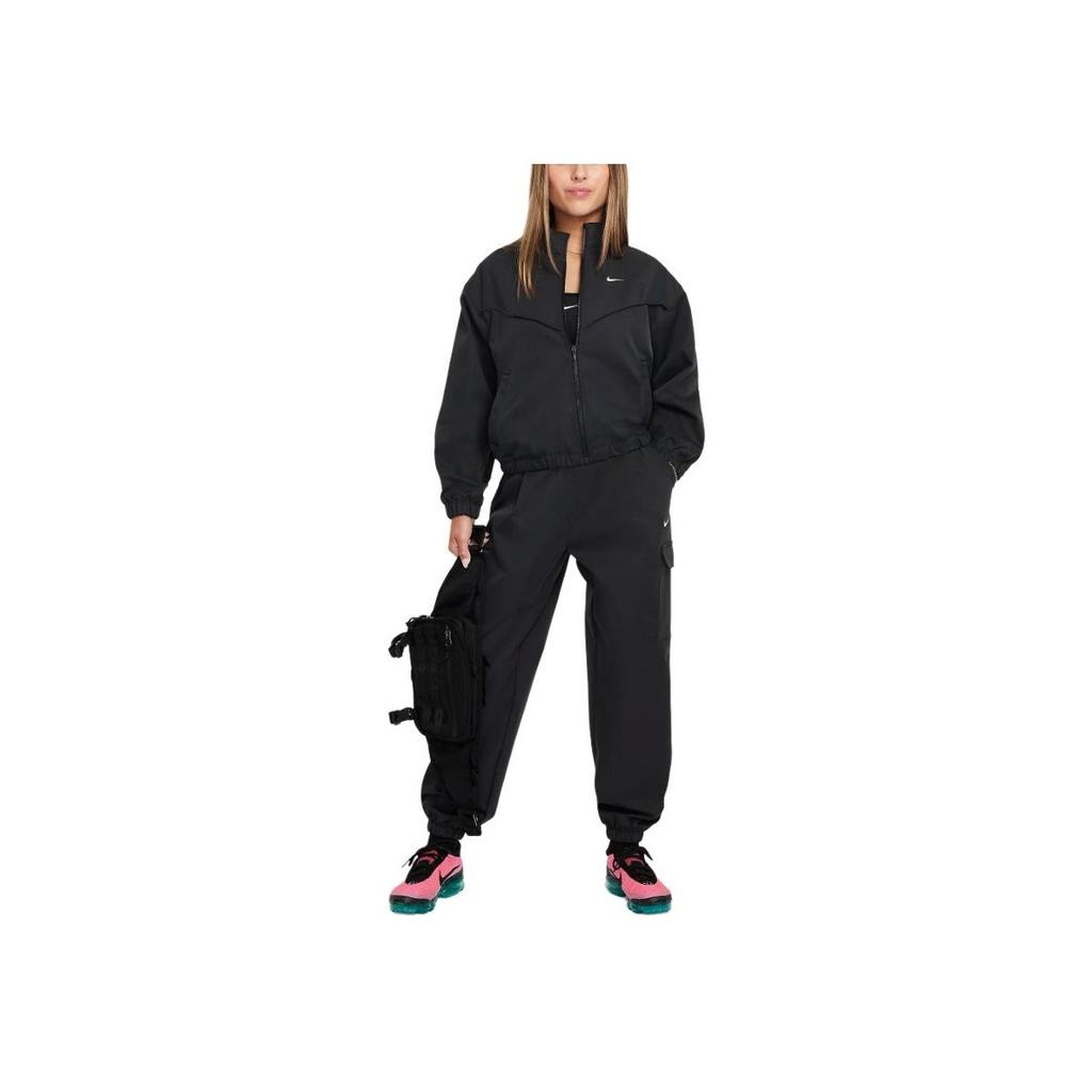 Nike Comfortable Soft Solid Color Jacket Women Jackets Black FZ5557-010