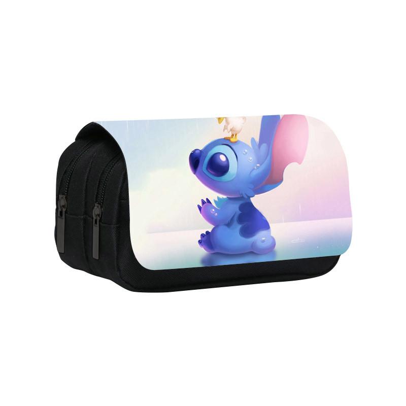 Stitch Double Layer Pencil Case For Students With Polyester Material And Storage Space