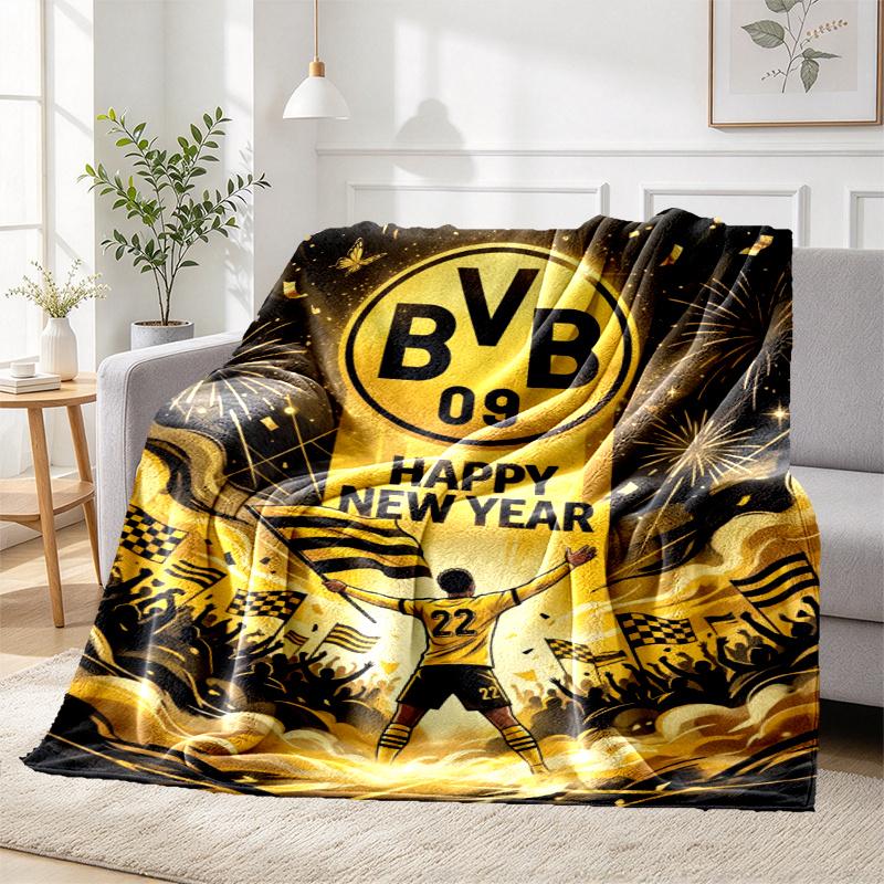Borussia DortmundBVB Pattern Blanket for Home Decoration, Bed, Sofa, Car Travel, Camping, Suitable for All Seasons, Birthday Christmas Gift