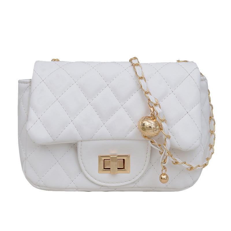 Simple And Stylish Women's Messenger Bag With Grid Pattern And Chain Strap