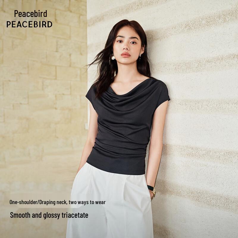 Taipingniao AACNG2A03 Draped Neck Short Sleeve T-Shirt L