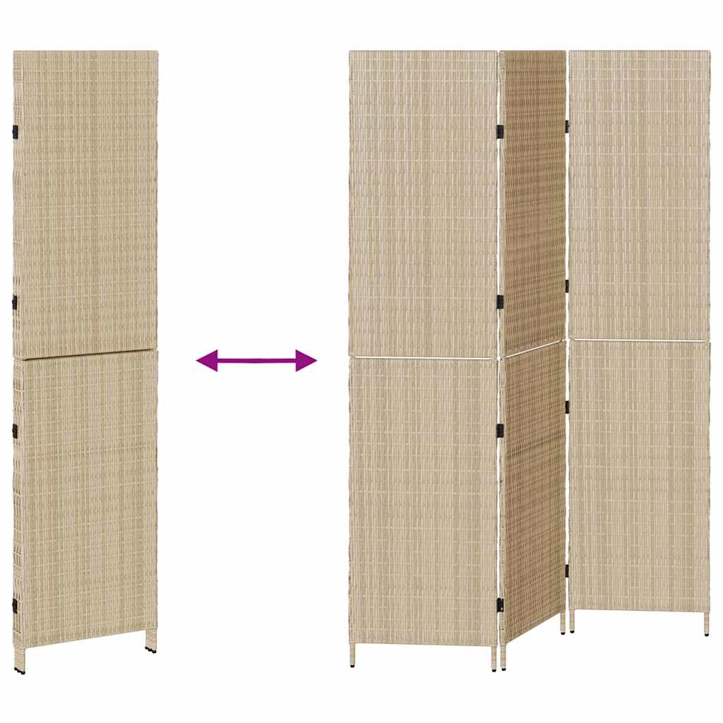 Room Divider Beige 147 X 180 Cm Poly Rattan