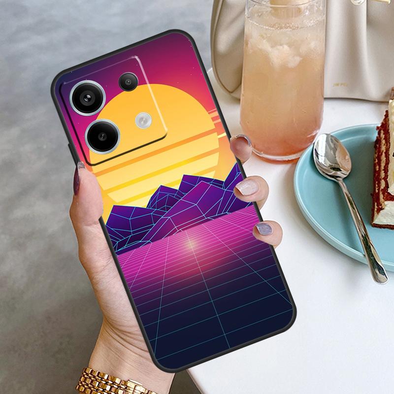 80S Vaporwave Retro Synthwave Sunset Case For Xiaomi Redmi 12 9C 10C 12C 13C Redmi Note 13 12 9 10 11 Pro 9S 10S 11S 12S Coque