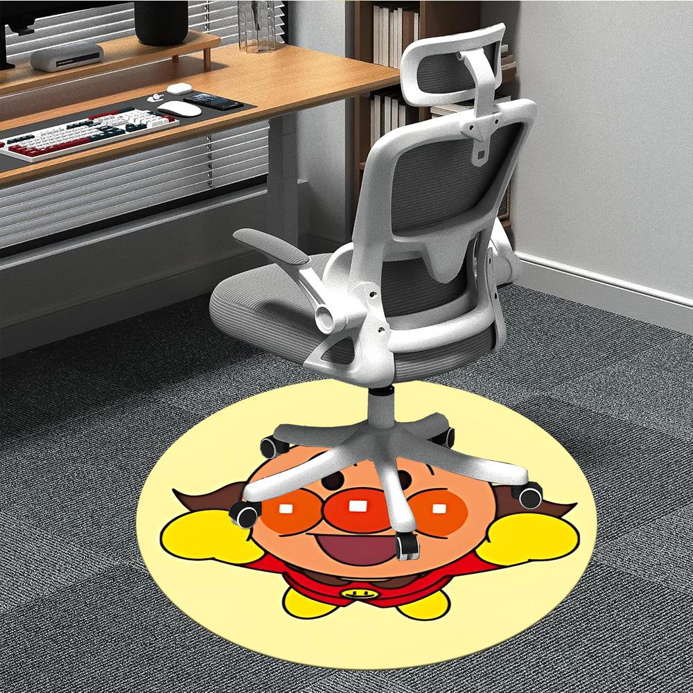 1pc Anpanman Chair Carpet for Office, Indoor Non Slip Washable Polyester Fiber Carpet, Mat For Office, Machine Washable