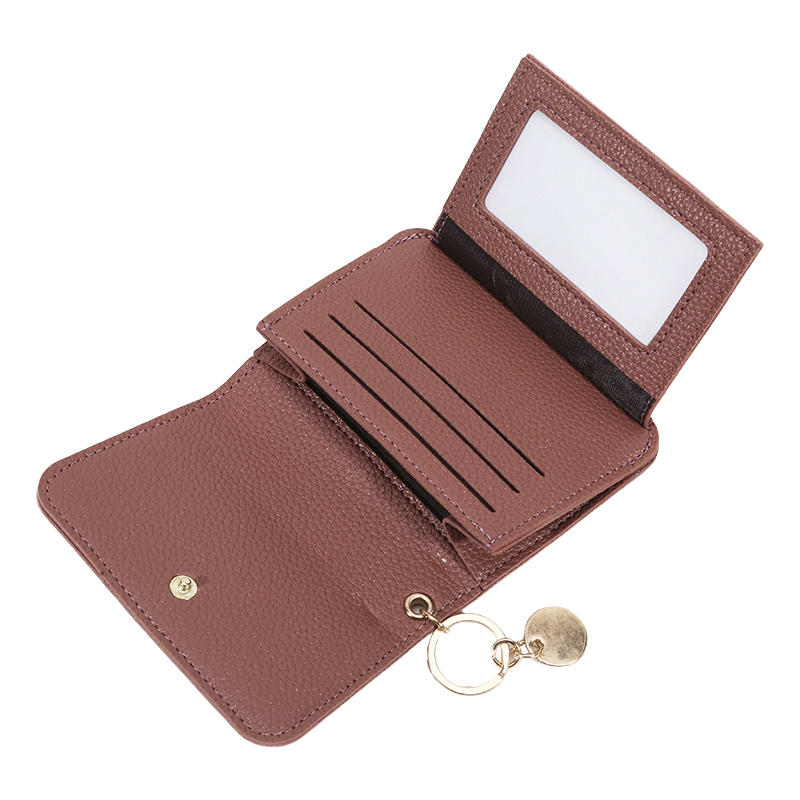 Ladies' Simple PU Leather Mini Zip Around Wallet Solid Color Slim Card Holder Coin Purse with RFID Blocking