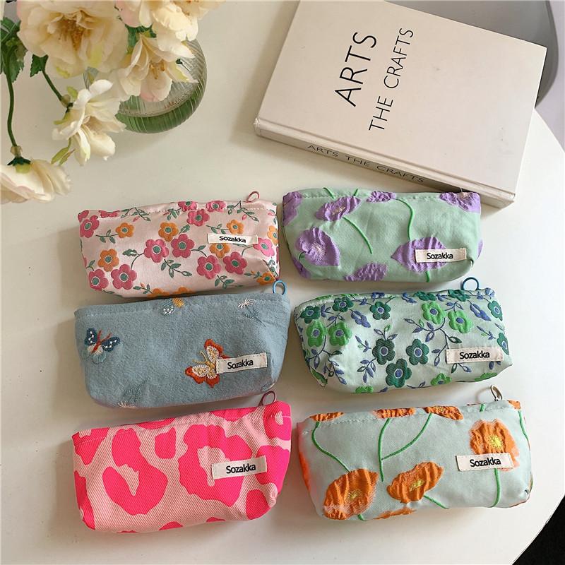 Buy Vintage Style 3D Flower Print Cosmetic Bag Women Pencil Case Makeup