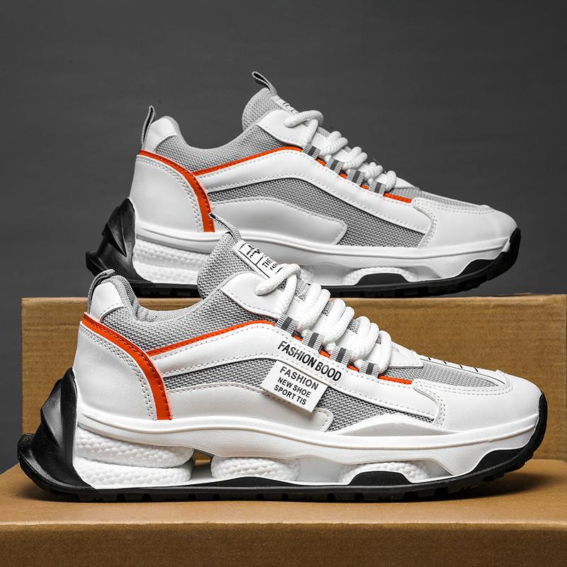 Robustní Pánské Tenisky Designové Běžecké Boty Módní Ležérní Mikrovláknová Kůže Síťovina Prodyšné Zvýšená Výška Plochá Platforma