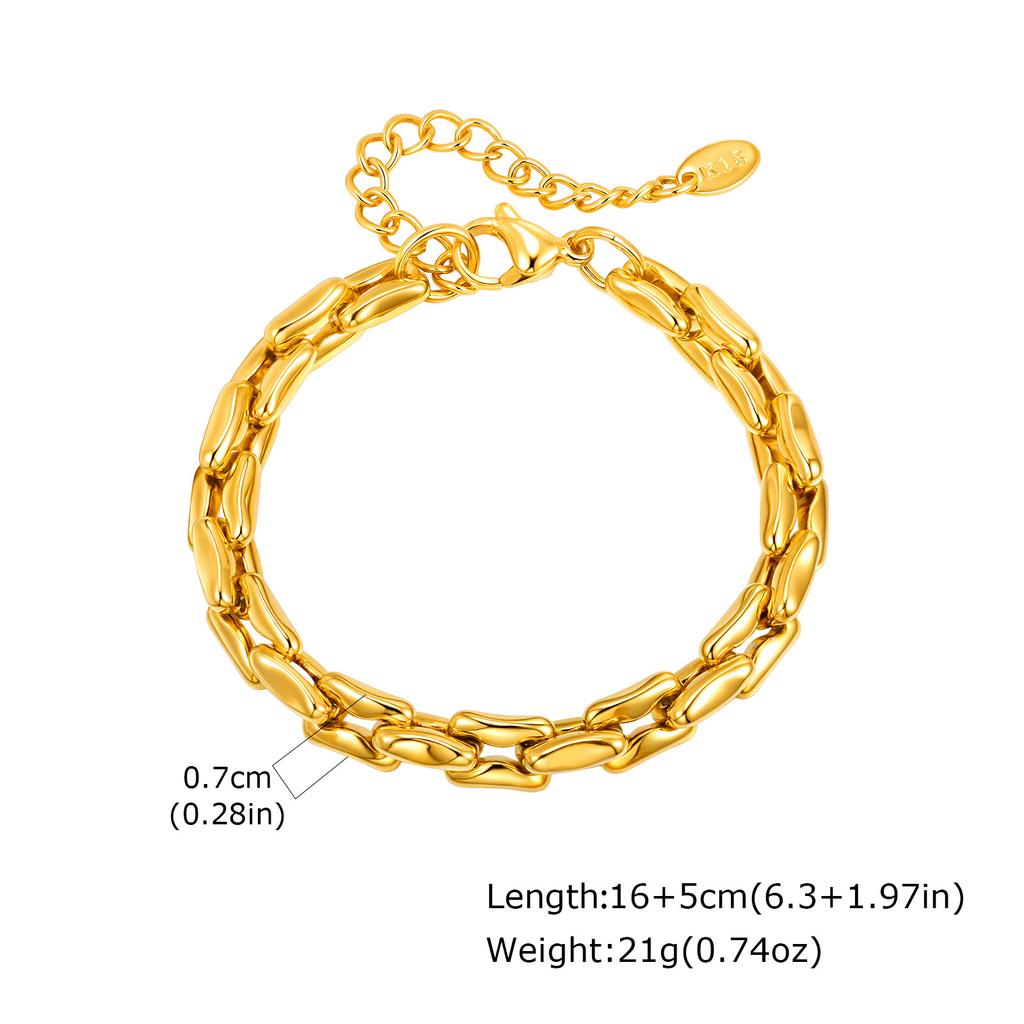 Vnox Stainless Steel 18K Gold Plated Link Geometric Cable Chains, Stacked Bracelet For Women, Waterproof Jewelry Gifts