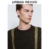 UR 2025 Spring Men's Trendy Retro Color Block Textured Knit Sweater