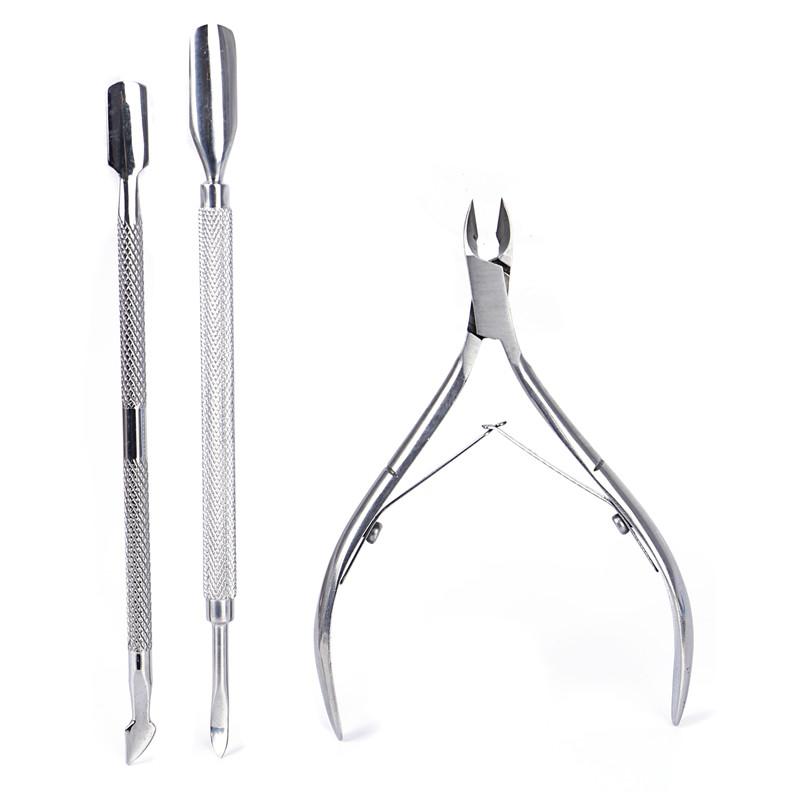 3pcs Nail Cuticle Nipper Scissors Stainless Steel Rainbow Tweezer Clipper Dead Skin Remover Scissor Plier Pusher Tool