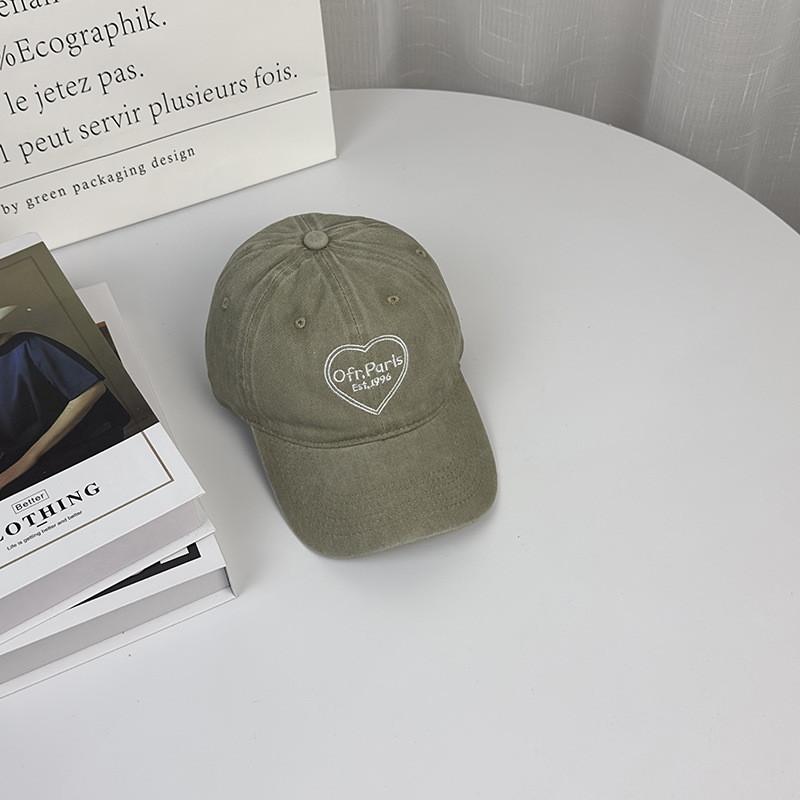 Cotton Baseball Cap For Couples With Heart Embroidery Sunshade Casual Summer Accessory