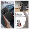 ZM11 For iPhone 16 Plus Case Card Slot Kickstand PU+TPU Phone Cover
