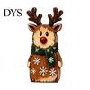 Small Christmas Shelf Sitters Wooden Tabletop Figurine, Hand Painted Santa Reindeer Cat Decor, Rustic Decorative Mantel Pieces Wood Holiday