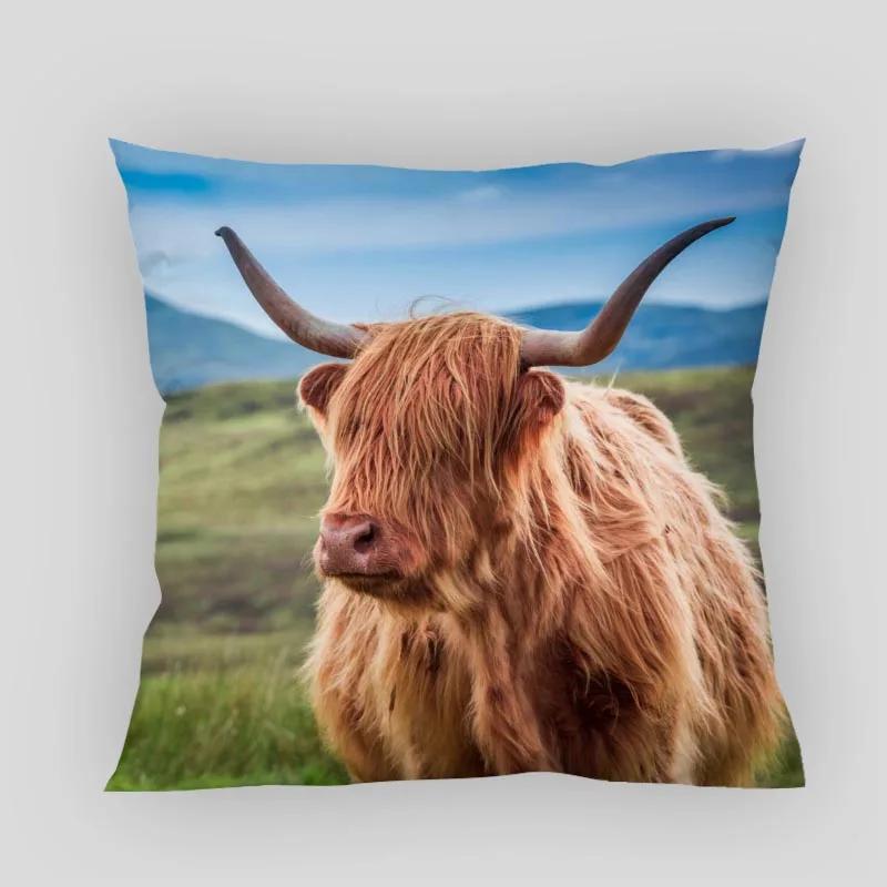 Highland Cow Pillow Cover Customize Pillowcase Modern Home Decorative Pillow Case For Living Room 45X45cm,40X40cm