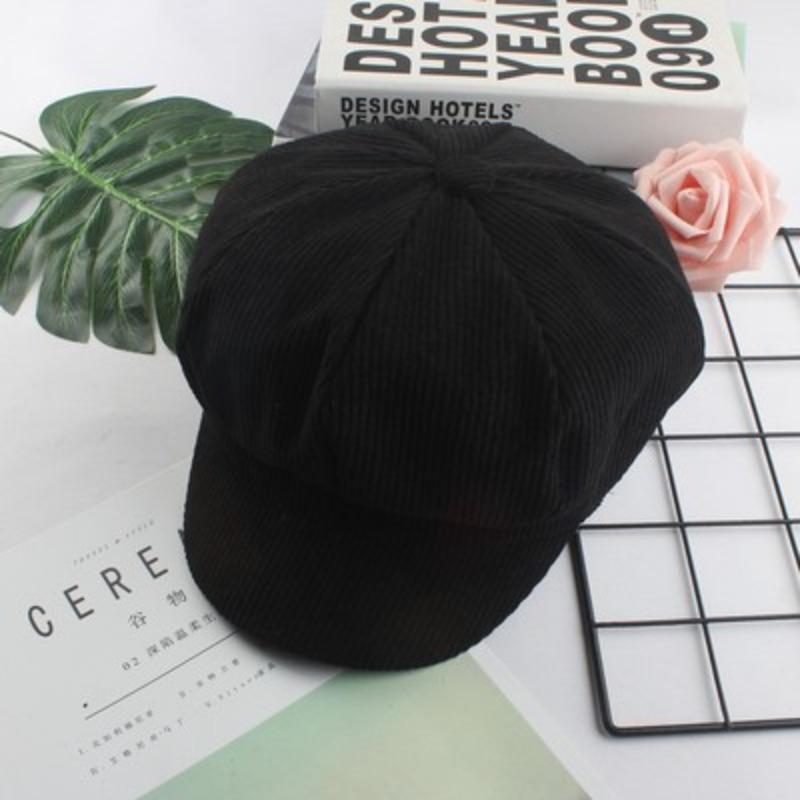 

Beret Women Newsboy Cap Vintage Beret Painter Hat Women Autumn Winter Painter Solid Color Casual Octagonal Cap чорний