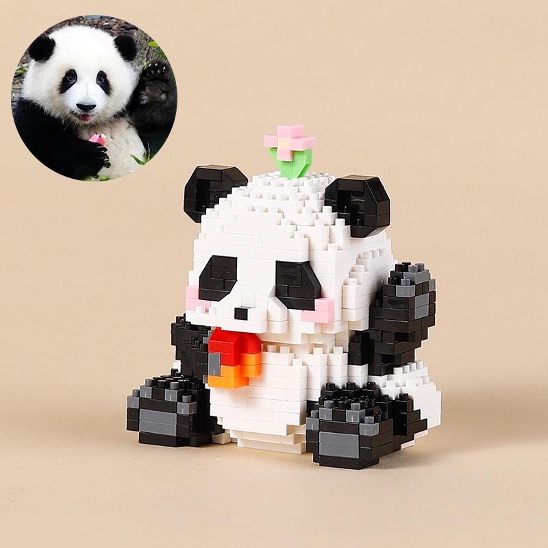 Tier Panda Serie Baustein Figur Niedliches Mikro Modell DIY Diamantsteine Geburtstagsspielzeug für Kinder Jungen Mädchen Geschenke